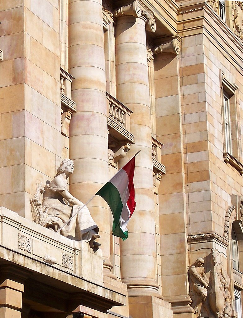 Magyar zászló az MNB-n - Hungarian flag on Hungarian National Bank by archrodney