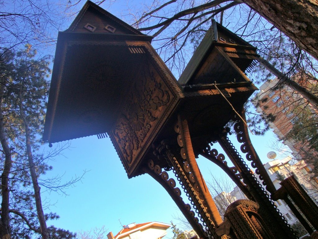 Interesting wood carving house in the forest by Marty