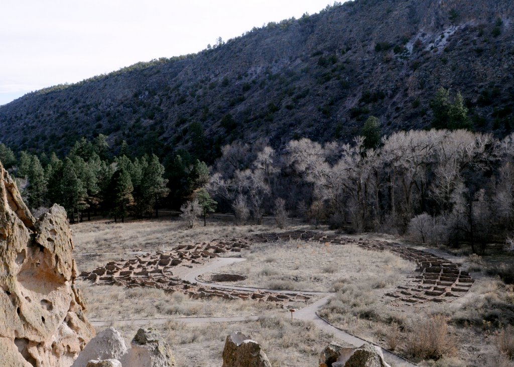 Bandelier National Monument-Frijoles Canyon Great House Ruins 3-2009 by TGrier