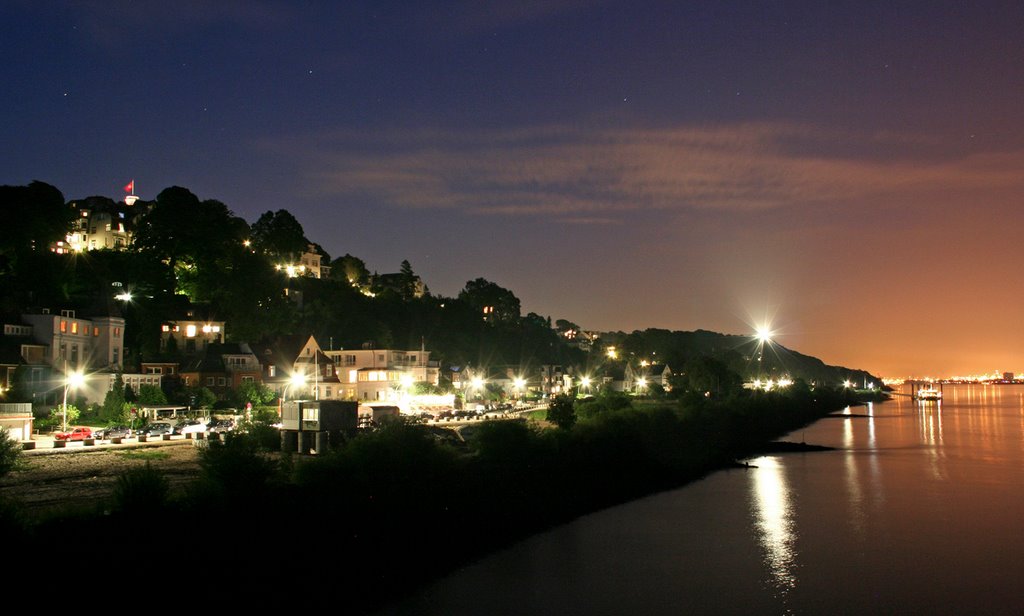 Hamburg - View From Blankenese Lighthouse At Night by sascha