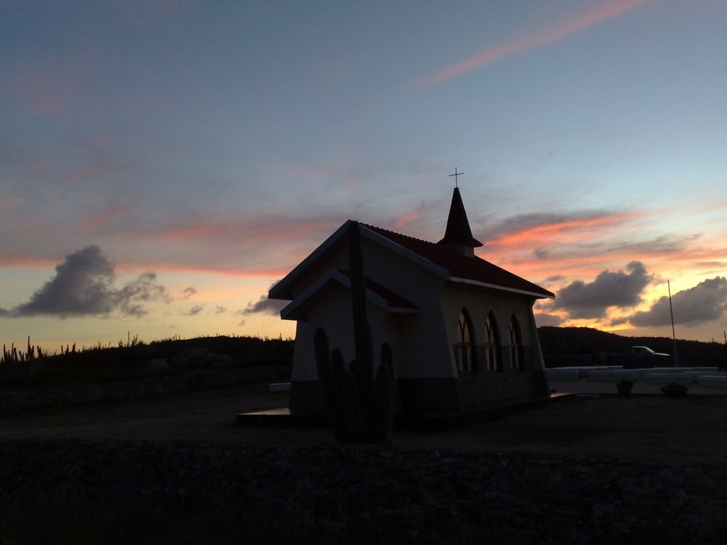 Alto vista Chapel at Sunset Aruba by Harald hooghiemstra