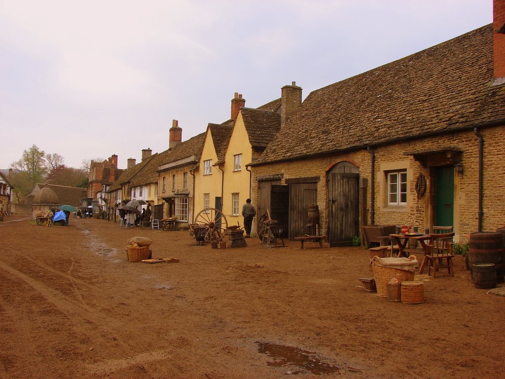 Lacock Village - Stage preparation for movie recording by Bill Holler