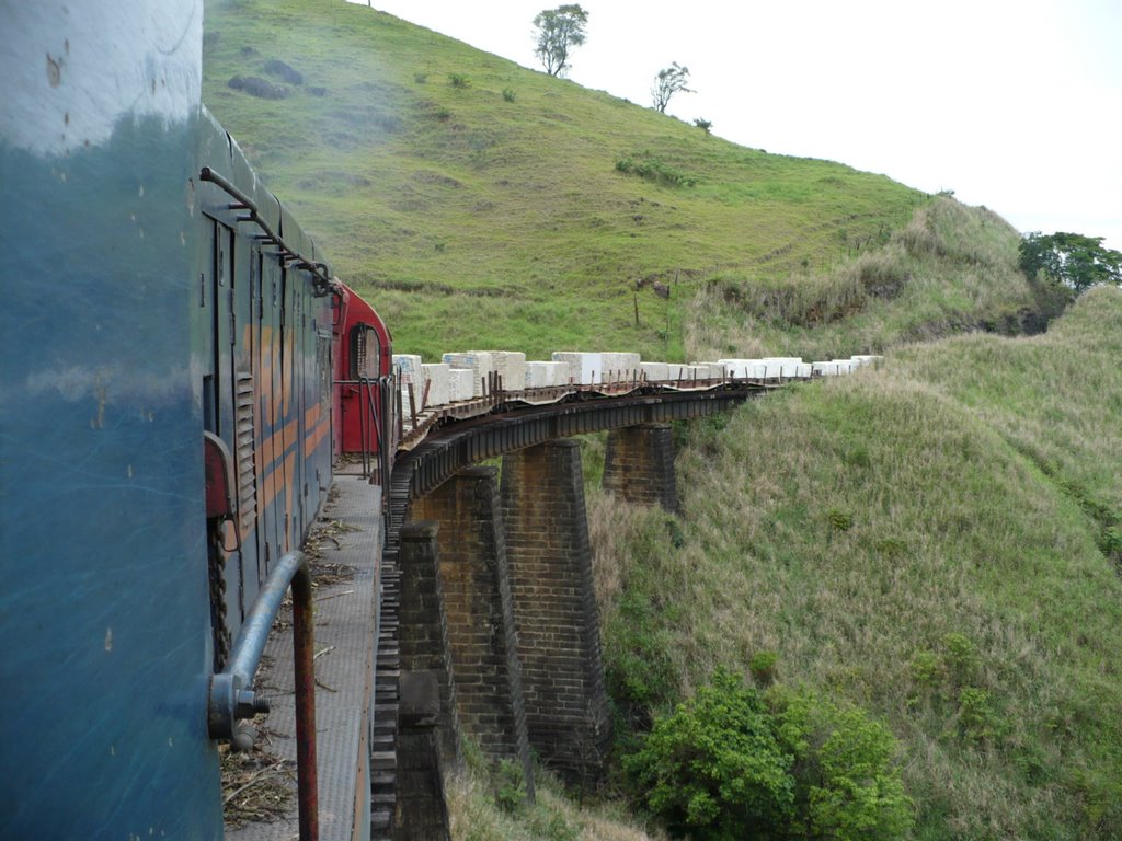 FCA - Visão ponte na serra de soturno. Sorte na captura da imagem no momento em que o trem estava passando. by Jorgemar de A. Alves