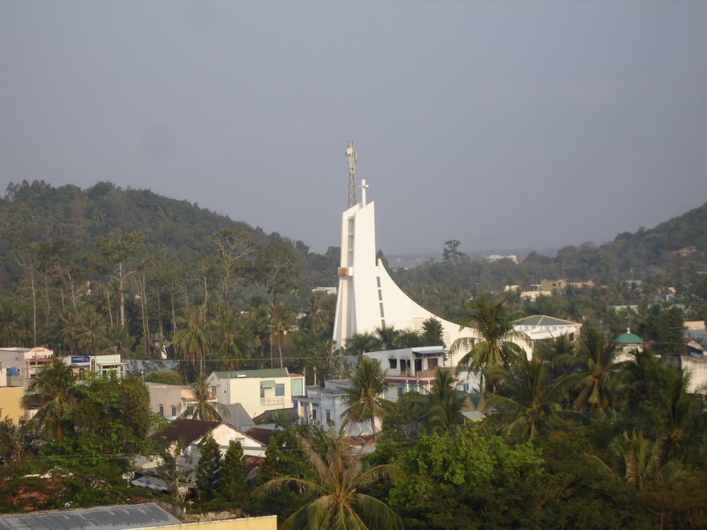 View from the roof of the hotel Haiyen to the Catholic Church, Ha Tien, Vietnam by looser oswald