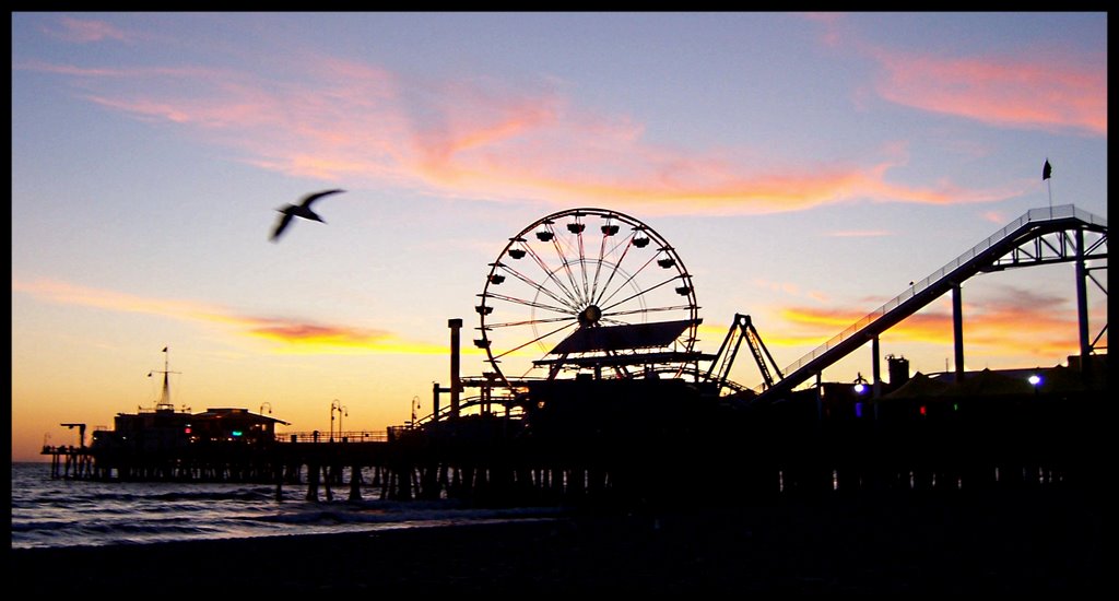 Santa Monica Pier Sunset by S. Page