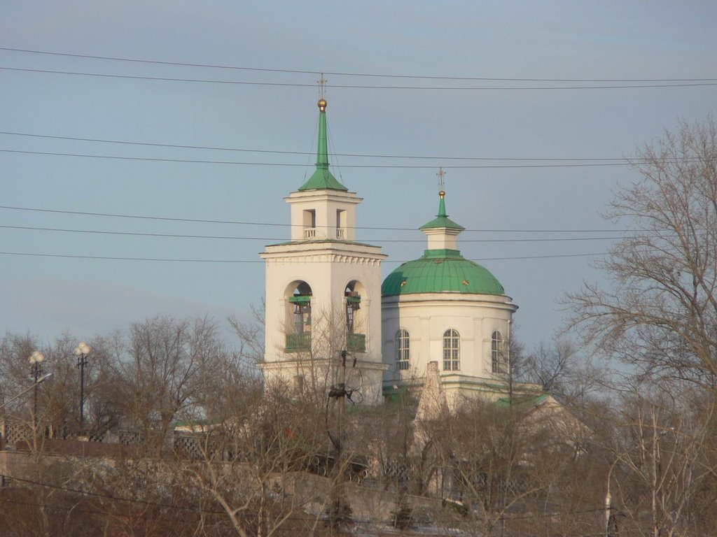 Orthodox Church (the view from the bridge), Krasnoyarsk by geostrannik