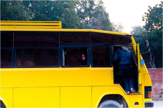 Girls on school bus by Tianzhan