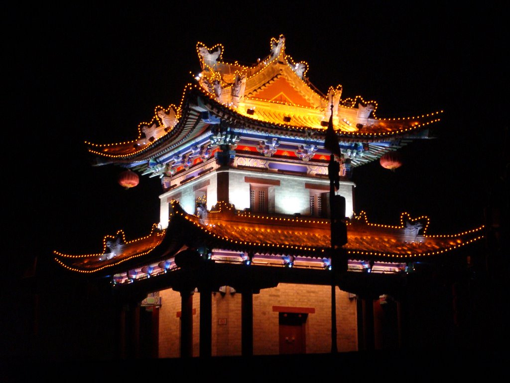 Corner Tower of XI'AN's ancient City Wall by gulimin