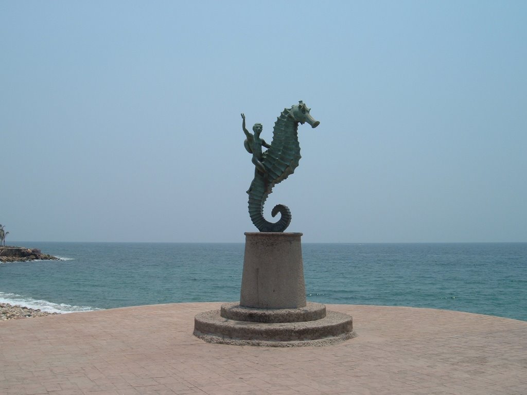 May 2005 - Puerto Vallarta, México. Famous seahorse statue - one of the symbols of the city. by BRIAN ZINNEL