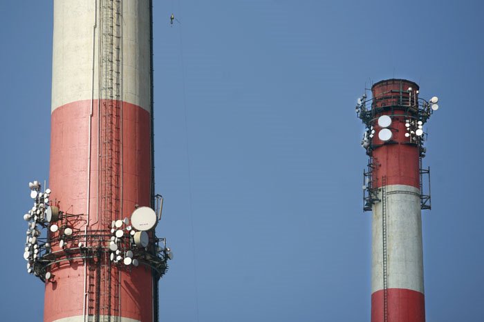 Smoke stacks of heat and power plant by www.tomaszgola.com