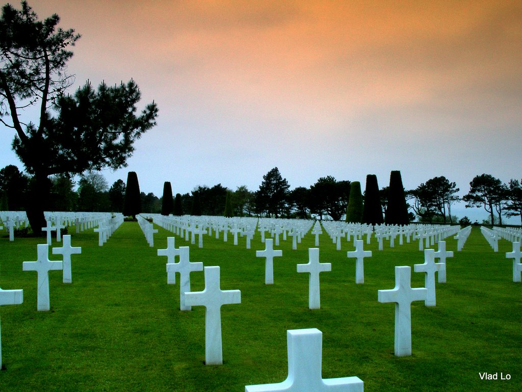 France:US Memorial - Omaha Beach:The Garden with whites trees ... by Vlad Loteanu