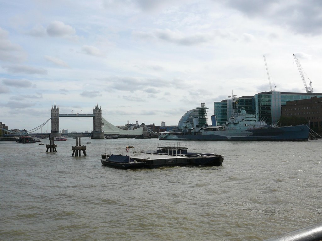 Tower Bridge & HMS Belfast - London, UK by Gancho Todorov