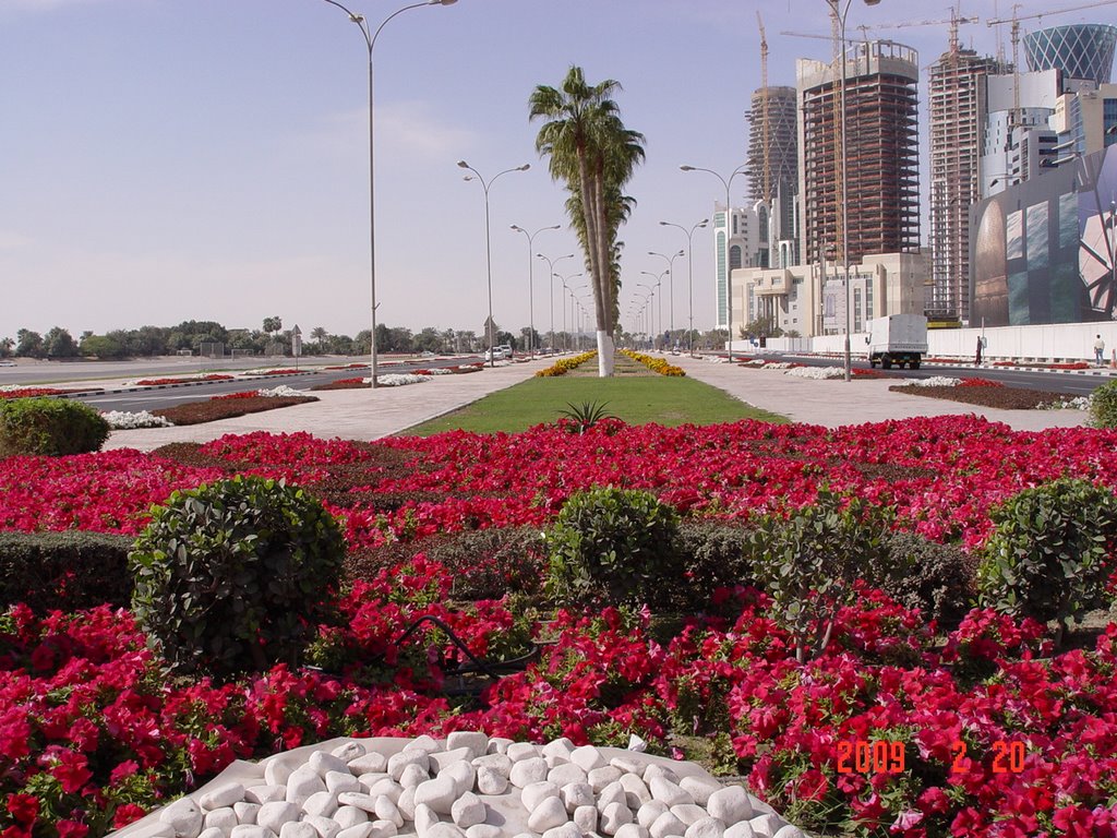 VIEW OF AL CORNICHE STREET FROM DIPLOMATIC ST. R/A by NAGOOR MEERAN