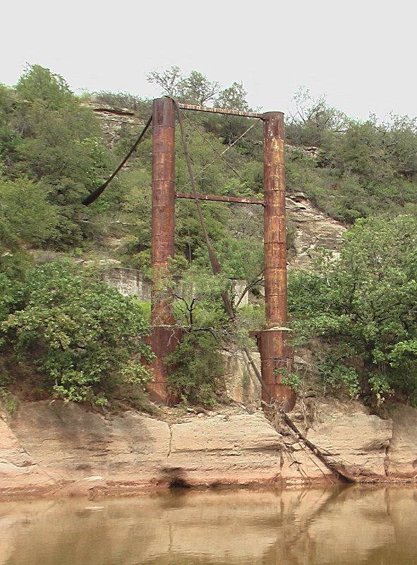 Nocona Suspension Bridge Remnants by bridgefinder