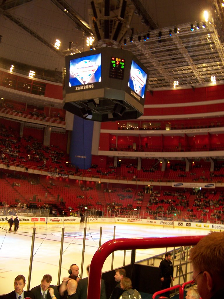 Inside of Globen prior to an NHL Premiere game by Sarah Snyder