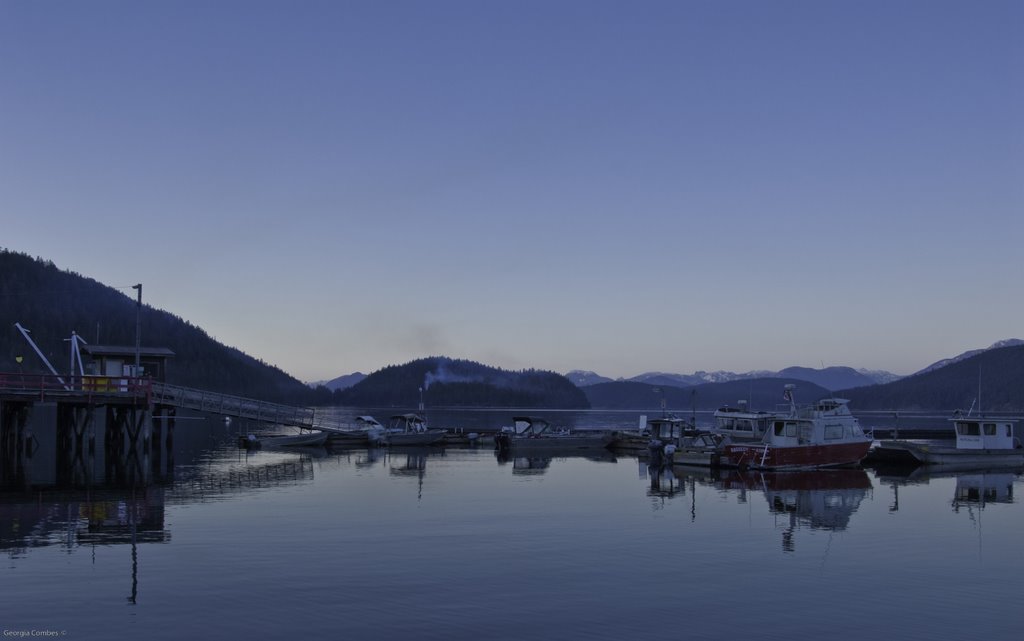 Gov't dock Okeover Inlet, winter evening by Georgia  Combes