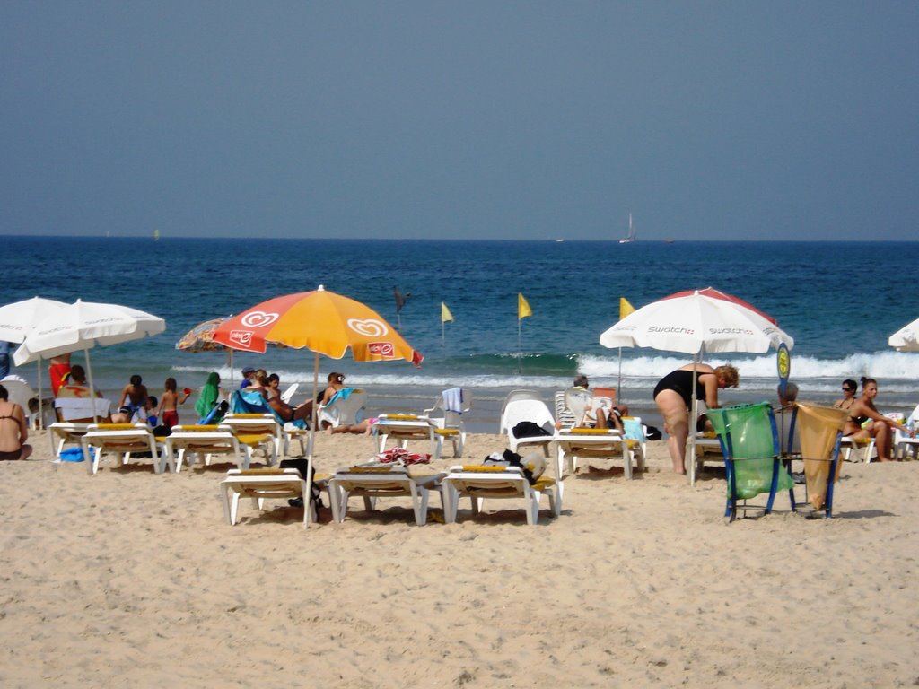 On the beach in Tel Aviv right by the Carlton Hotel,which is where we stayed by tcobbler