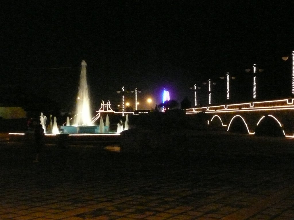 Plaza Europa at night in Christmastime by W. Reichow