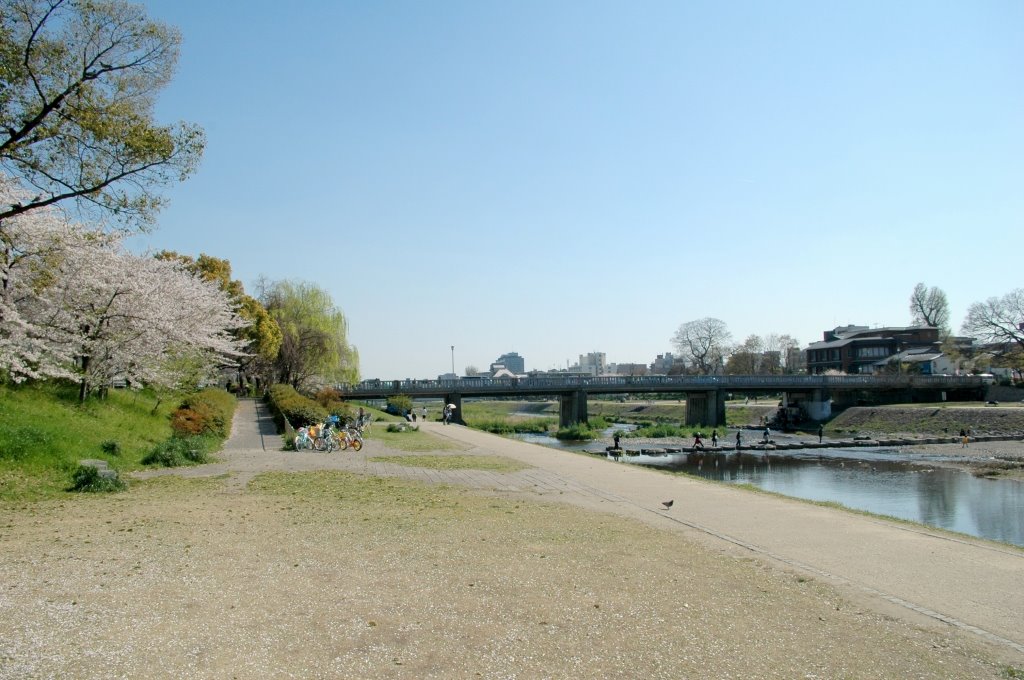 Koujin bridge from Kamo river path by ayusann