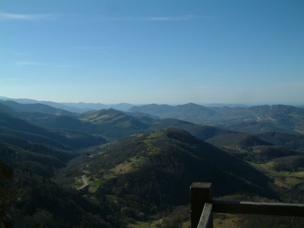 Toward Foix from Montsegur Chateau by John Midgley