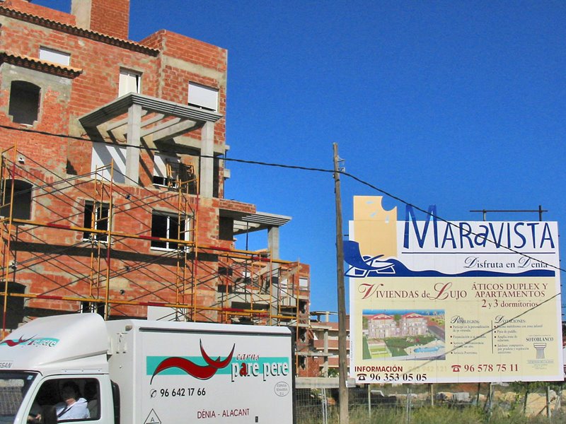 Spanish Appartment block construction, Playa Les Marines, Denia, Spain by David Ian Wilson