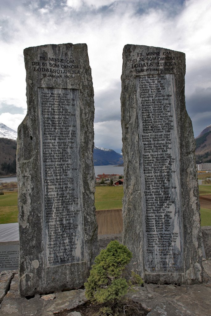 The Monument over the two Rock Slides in Loen by PASO