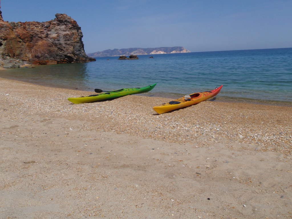 Kayaks Sulphur Mine Beach Milos by seapaddler