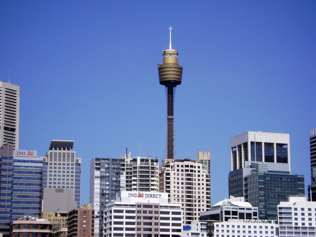 Sydney Tower from Pyrmont Bridge Darling Harbour NSW by ijaz bloach