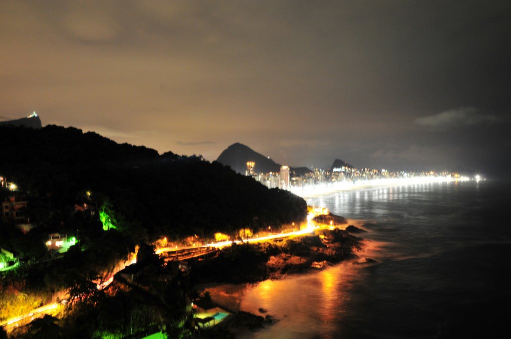 Christ the Redeemer, Leblon & Ipanema by night by homerjs555