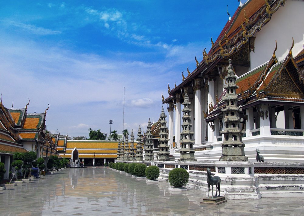 Bangkok, Thailand. The yard at Wat Suthat. by Eivind Friedricksen