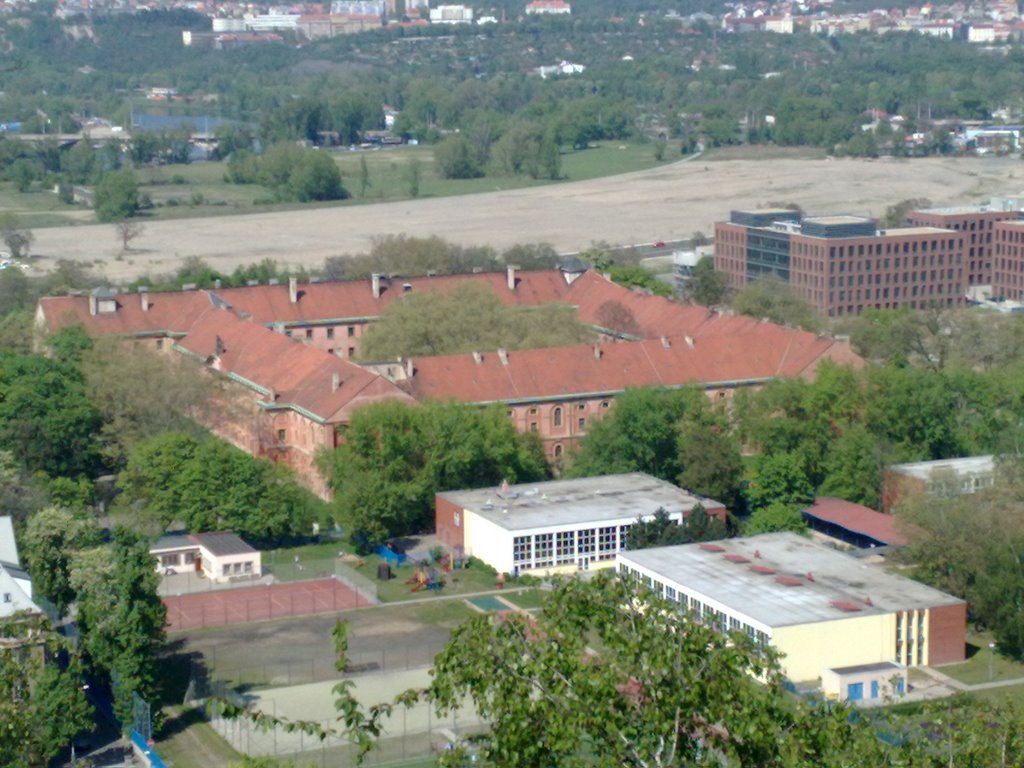 Prague, Czech Republic, Zizkov quarter, view from Vitkov Hill to Invalidovna by Tomas Jancovic