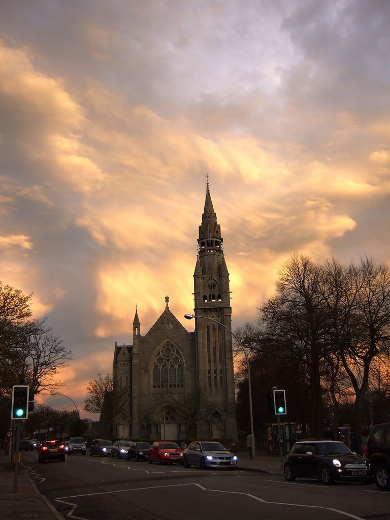 Queens Cross Church with stunning Sunset cloud in Winter by Hao Chen Aberdeen