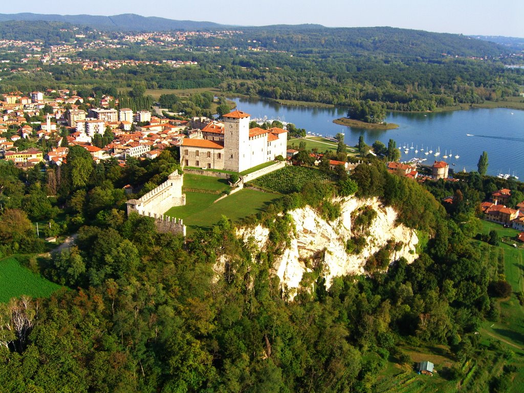 Angera VA la rocca veduta aerea by lino   palmieri