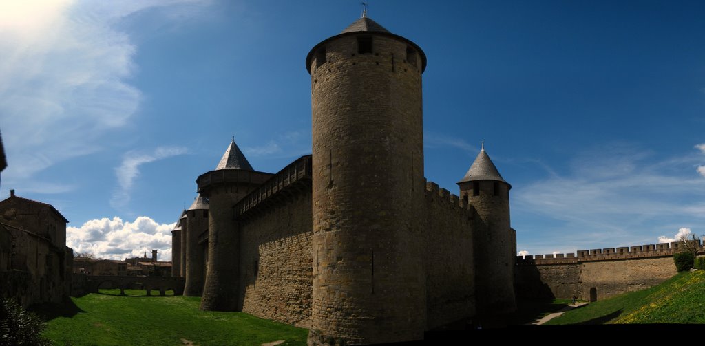 Carcassonne, le château from side, stitched panorama by thinley108