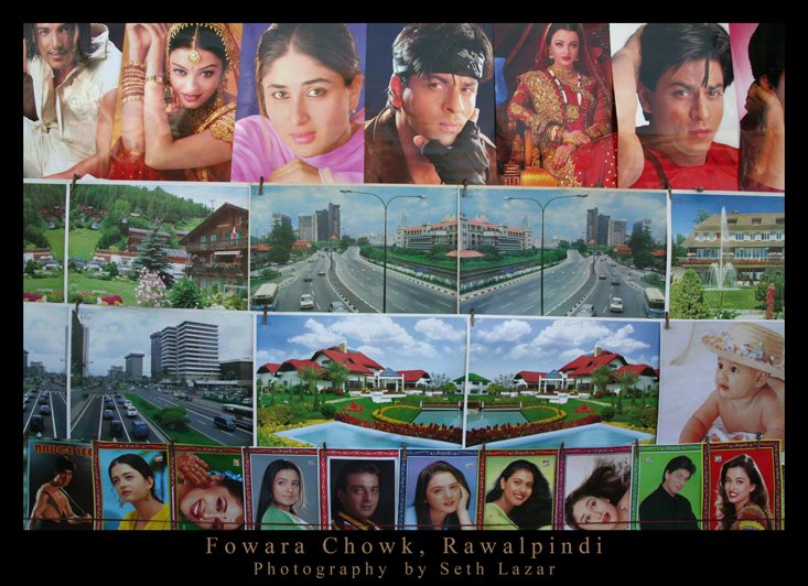 Spot the odd one out on the bollywood wall of fame- poster shop- fowara chowk- pindi- pakistan by sethlazar