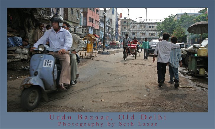 Scene on Urdu Bazaar- by the Jama Masjid South Gate- Old Delhi- India copy by sethlazar