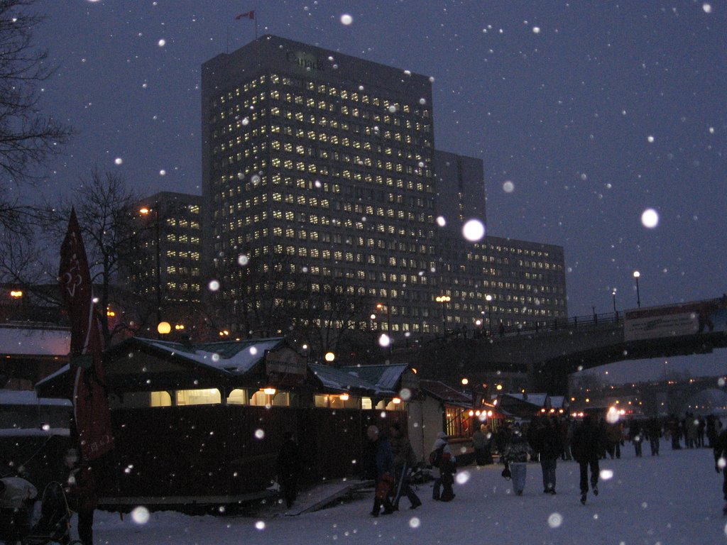 Ottawa - Canada building [View from Rideau Canal with snow fall] by Jags27