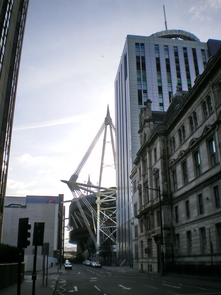 Millenium Stadium and Bt Tower view from Park St by Gareth.Stadden