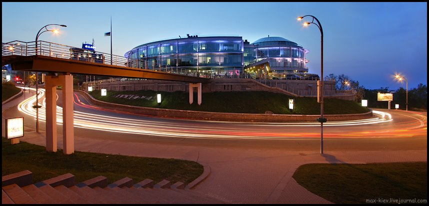 Pioneer building at night by Max M