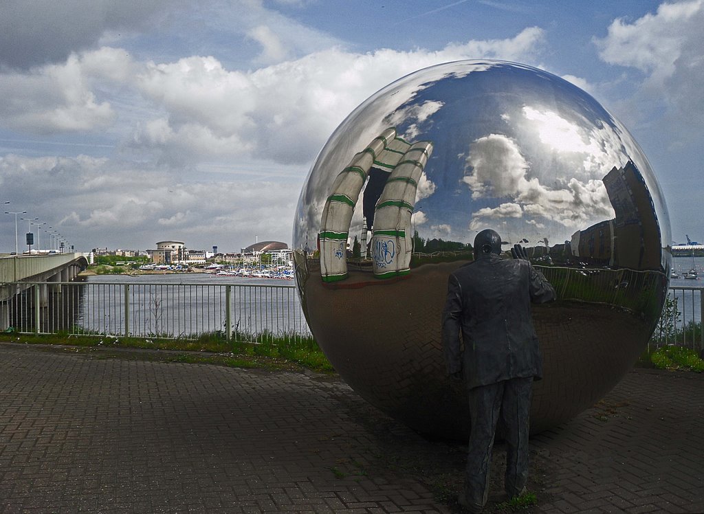 Giant Ball Cardiff Bay by Juliet Cullen