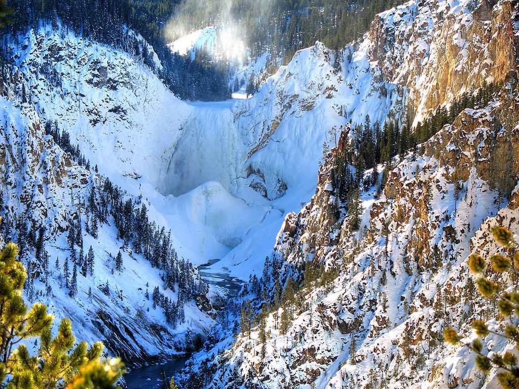 Frozen Falls Yellowstone Park by stevenfordesign