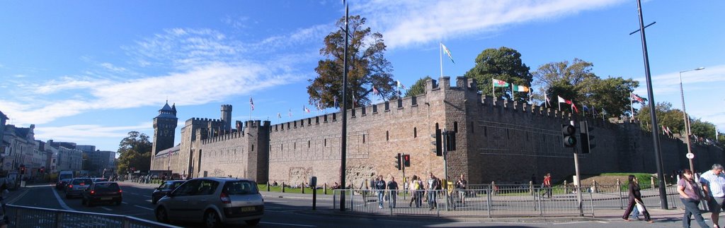 Cardiff castle street corner - panorama by nandi77