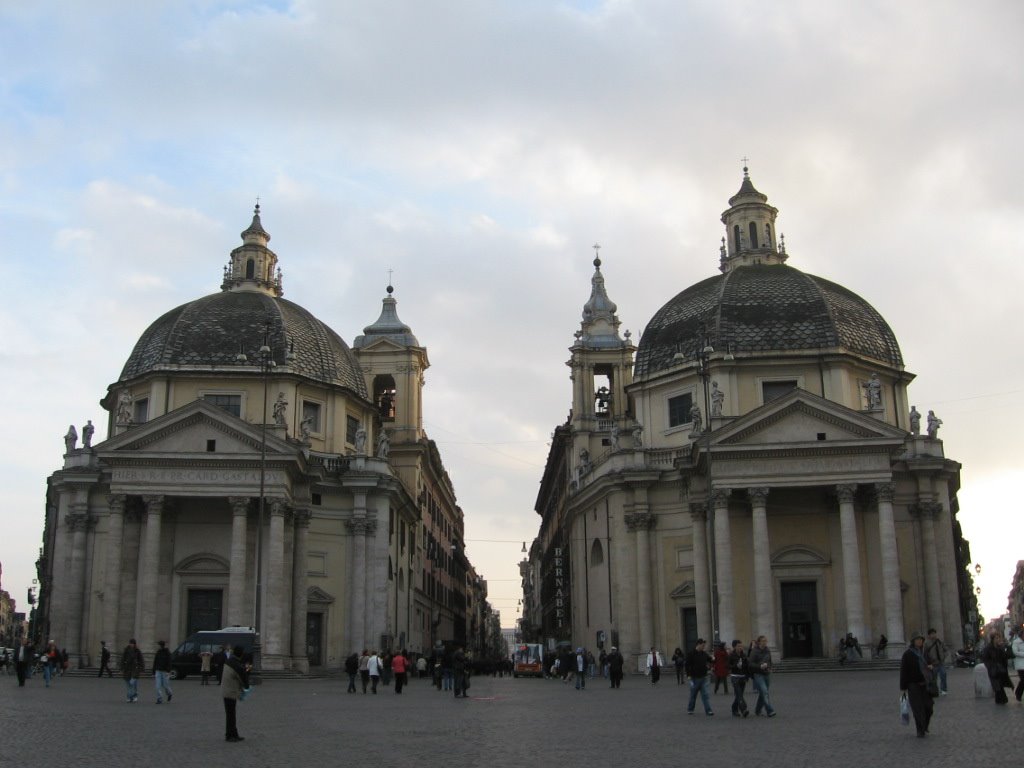 Piazza del popolo, Santa Maria dei Miracoli by ward callens