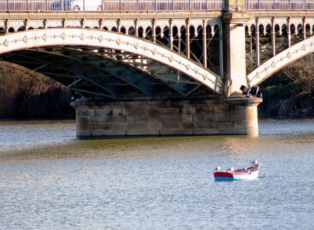 Puente de hierro y barca by Hostal Navasfrías