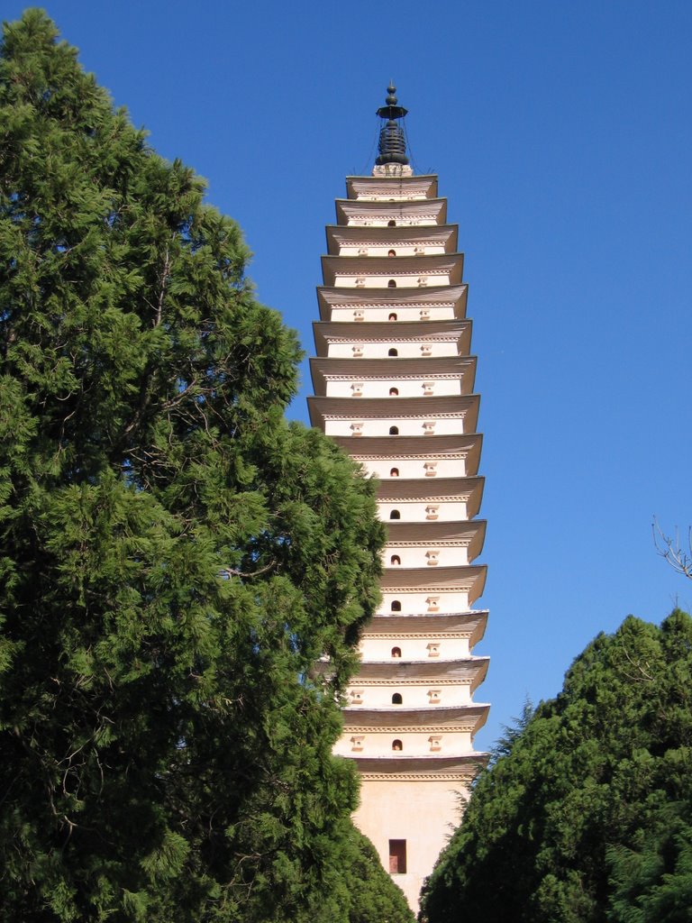 Main pagoda through the trees - san ta si by worldtattoo