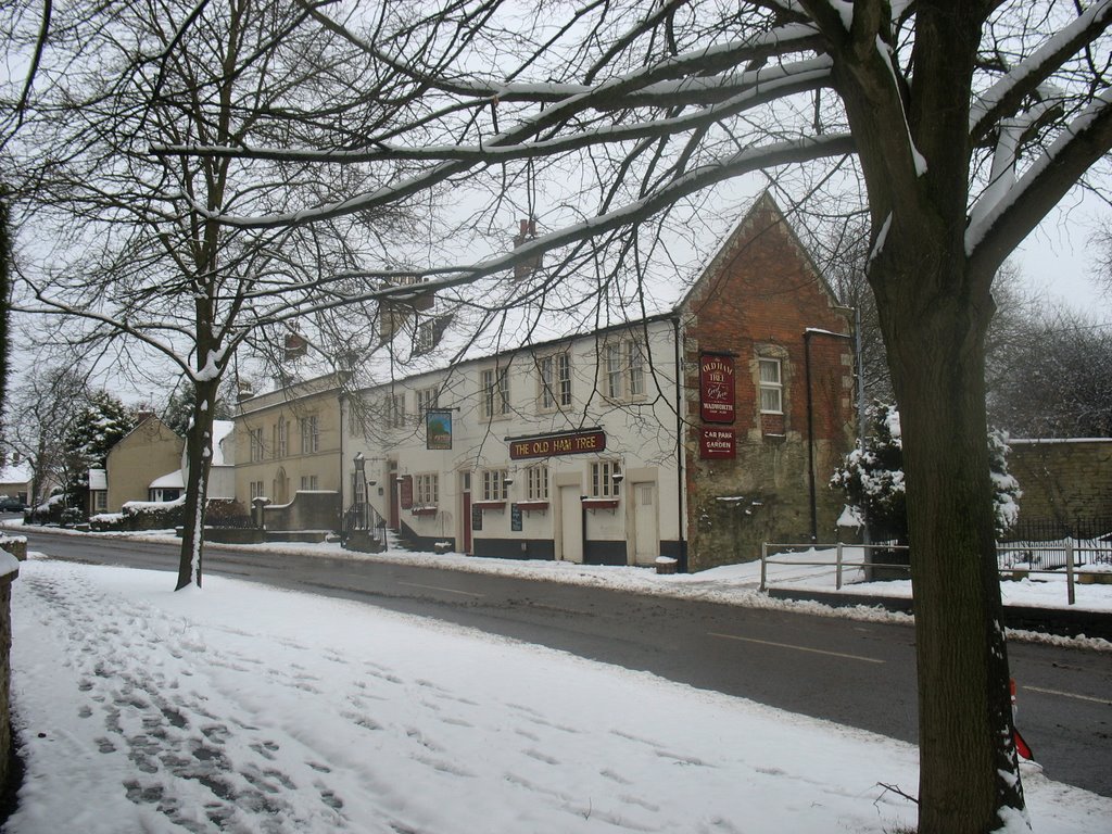 Winter Scene, The Old Ham Tree, Holt, Wiltshire by H T W Gay