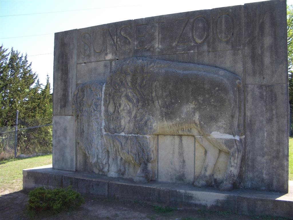 Buffalo relief sculpture, limestone by Ruth Kirtland, Sunset Zoo, Manhattan, KS by marnox1