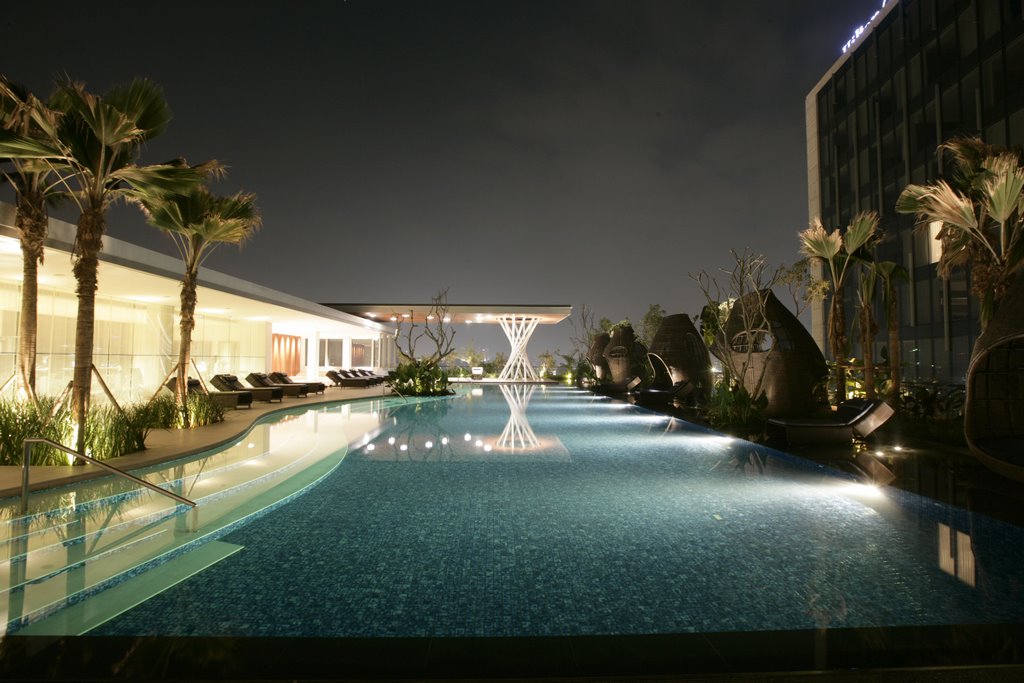 Hilton Bandung Pool Evening by pnvision