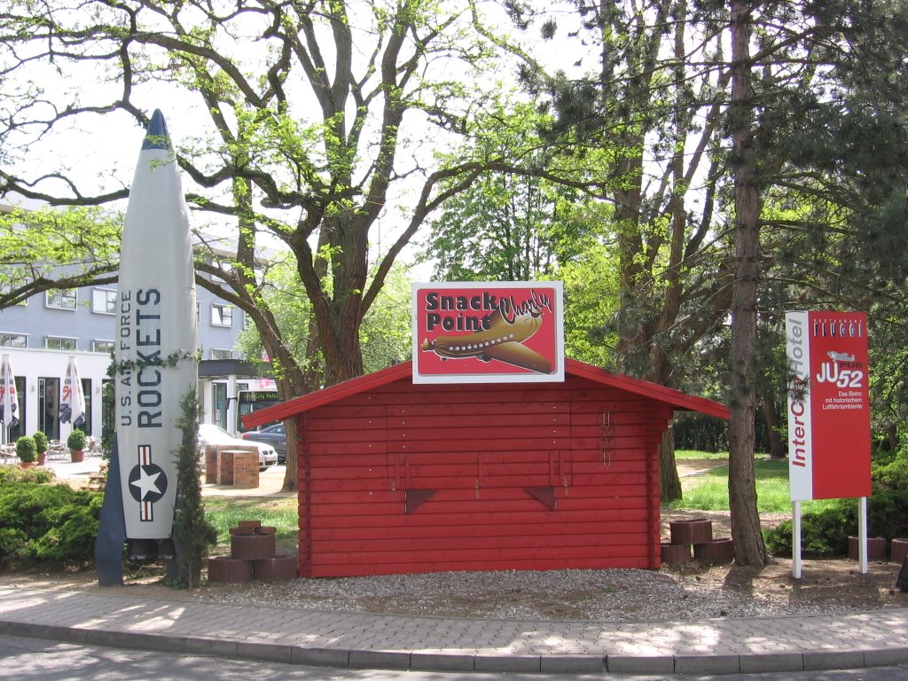 Rocket & Old Shack Outside Hotel On Rhein-Main by seedabird