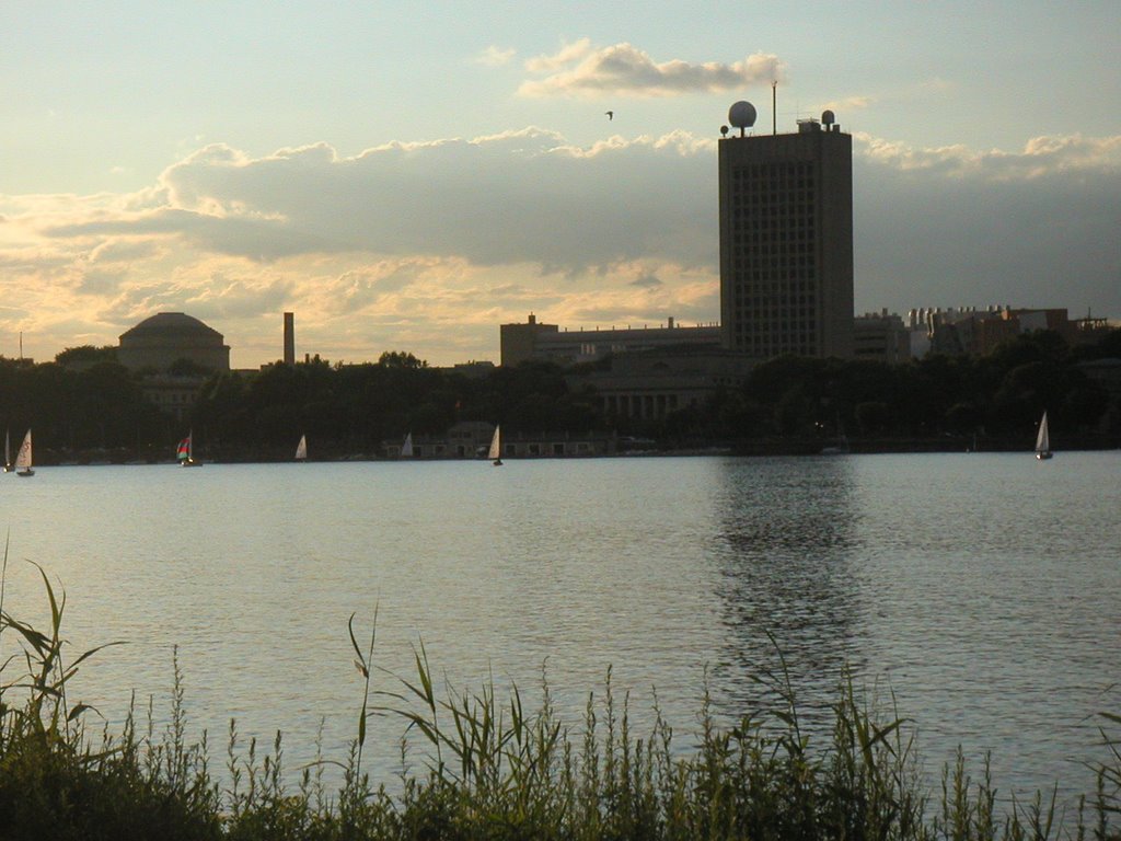 View at MIT dome, Cambridge from island at Storrow Dr (between Exeter and Darmouth), Boston by Raoul